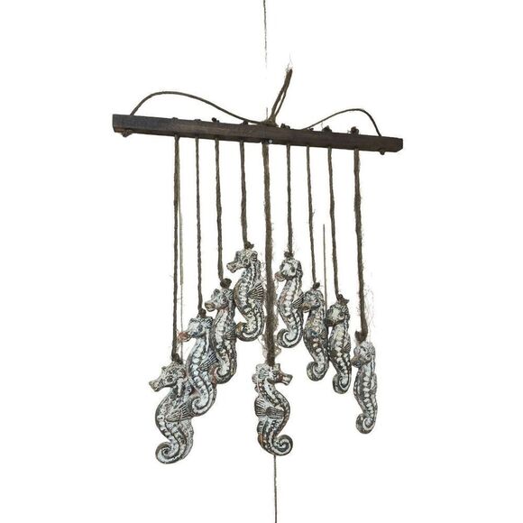 Vintage 70s Seahorse Decor Wind Chimes Clay - Picture 1 of 4